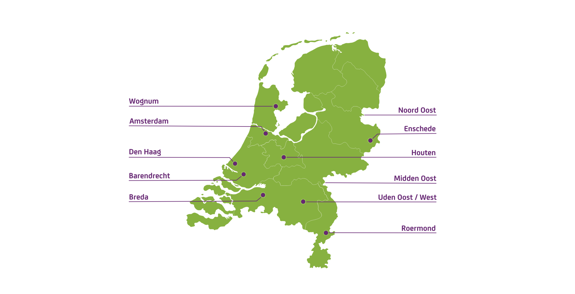 Vestigingen Tzorg in Nederland
